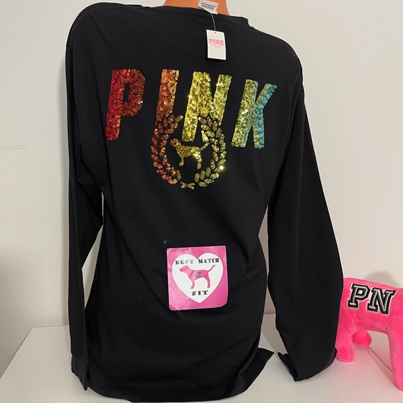PINK Victoria's Secret Tops - Victoria’s Secret PINK Logo XS S M L Sequin Shirt